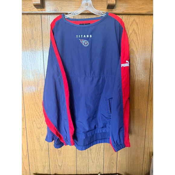 Puma Other - Puma Tennessee Titans NFL Windbreaker Mens XL Navy Red Pullover Vintage Vented